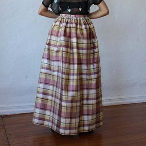 Vintage Laura Ashley Silk Plaid Pleated Maxi Skirt (New w/tags)